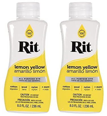 Rit Dye - Líquido multiusos de 8 onzas | Ideal para ropa, accesorios, decoración y mucho más | Paquete de 2, amarillo limón
