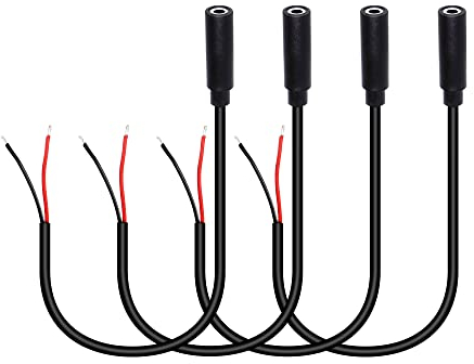 RIIEYOCA Câble audio stéréo prise femelle 3,5 mm vers fil nu, prise femelle mono TS 2 pôles 1/8 vers câble audio à extrémité ouverte (lot de 4)