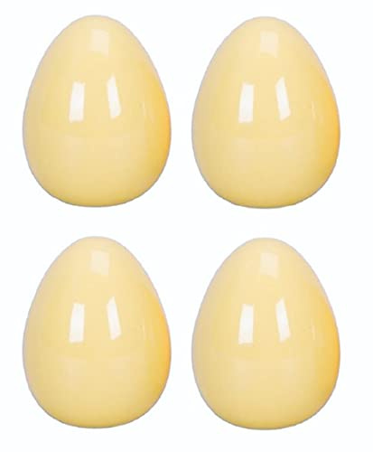 Posiwio dekoratives frühlingshaftes kleines Oster-Ei Keramik-Ei Deko-Ei Keramik hellgelb als 4-er Set, ca. 5,5 x 6,5 cm hoch