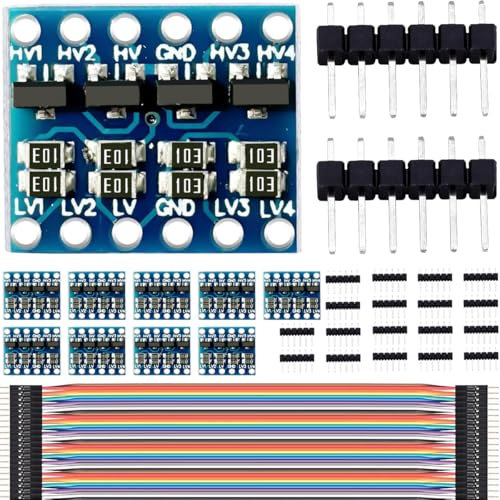 DAOKAI 4-Kanal Pegelwandler,IIC I2C Logik Level Konverter,4 Kanäle Bidirektionales Level Modul 3,3 V zu 5 V Shifter für Arduino Raspberry Pi,mit Dupont-Kabel(10 STÜCKE)