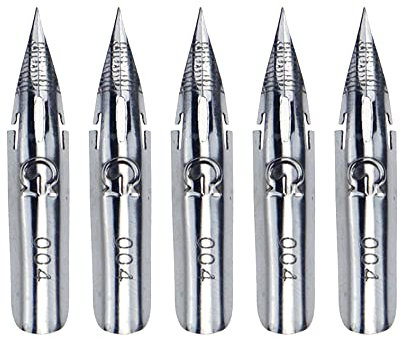 Faotup 5PCS 0.5MM Pen Nibs,1.39Inches Stainless Steel Pen Nibs,Calligraphy Nibs,Universal Fountain Pen Nib Replacement,Pen Nib Replacement,5PCS,Silver,0.5MM,1.39×0.23×0.1Inches