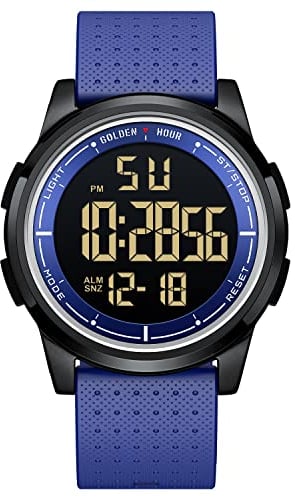GOLDEN HOUR Relojes Digitales Impermeables Deportivos Ultrafinos para Hombre con Pantalla Gran Angular Correa de Caucho Reloj de Pulsera para Hombre Mujer