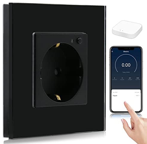BSEED Smart ZigBee Steckdose, Energiekostenmesser, Alexa ZigBee Steckdose mit Verbrauchsmessung, 1 Fach Steckdose arbeitet mit Amazon Alexa und Google Home Schwarz (Tuya ZigBee Hub erforderlich)