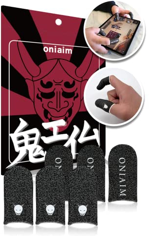 OniAim Gaming Finger Sleeves High Sensitivity Silver Fiber Mobile Game Thumb Covers for FPS, Sound Games, PUBG Anti-Sweat 6-Pack DemonSleeves (White)