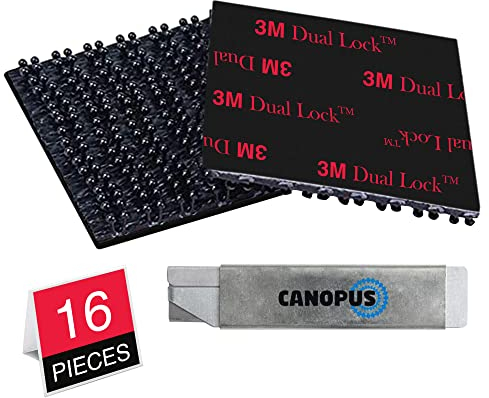 CANOPUS Profi Dual Lock SJ3550 CF Extra Stark, Klettband Klebepad 16 Stück (25mm x 25mm) Wasserdicht Selbstklebender flexibler Druckverschluss