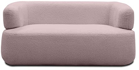 DOMO. collection Sofa Molina, 2-Sitzer, moderne 2er Couch aus Teddy-Stoff mit runden Ecken, Polstersofa, Garnitur 160 x 86 x 71 cm (BxTxH), altrosa