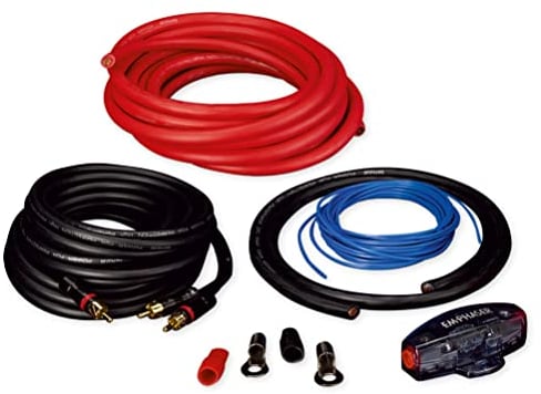 EMPHASER ESP-RP20 – hochwertiges Powerkabelset zum Anschluss eines Verstärkers, Power Kit für Autos und Reisemobile, 20 mm 5 m Stromkabel, 5 m Cinchkabel, Remote, Sicherungshalter