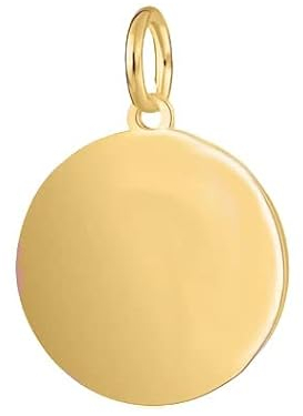Colgante redondo de oro 585, placa de grabado de medallas, 14 K, oro amarillo auténtico para mujeres y niñas, Oro amarillo