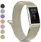 Metallarmband kompatibel mit Fitbit Charge 2 Armbänder, Damen und Herren, Edelstahl-Netzschlaufe, verstellbares Armband, Ersatzarmband für Fitbit Charge 2 (klein, champagnerfarben)
