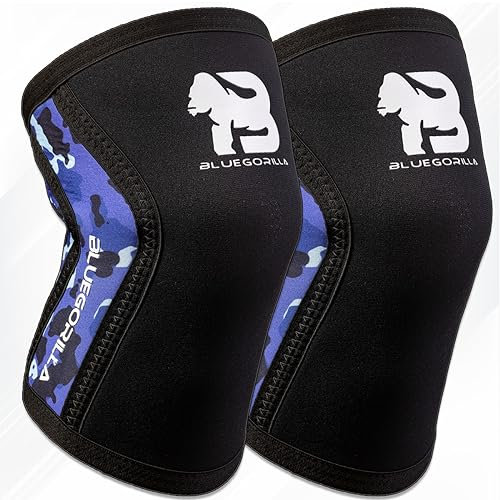 BLUEGORILLA Ginocchiera in neoprene per CrossTraining, weightlifting, sollevamento pesi... Livello medio (agilità/forza) 5 mm. Unisex (M, Camo Lilla)