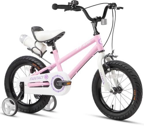 Glerc Fantacy Kids Bike 12 Inch Boys Girls Bicycle for Age 2 3 4 Year Old with Stabilisers & Bottle Cage for Birthday Gift, Pink