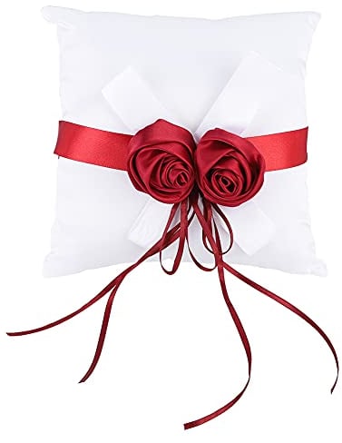 Fdit Ringkissen, Hochzeitsdekoration, Quadratisch für Geschenke, Accessoires, Blumenband, Ringträgerkissen
