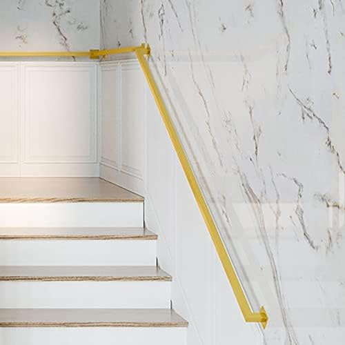 PROUH Quadratischer Moderner Edelstahlhandlauf Eckiges Design Geländer Mit Wandhalterungen Montagematerial Treppengeländer Balkongeländer Für Außen Und Innen (Gold 200cm)
