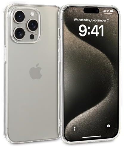 doupi All Clear Custodia compatibile con iPhone 15 Pro Max (6,7 pollici) - TPU Silikon, Ricarica Wireless Supportata, Ultra Sottile Cover, trasparente