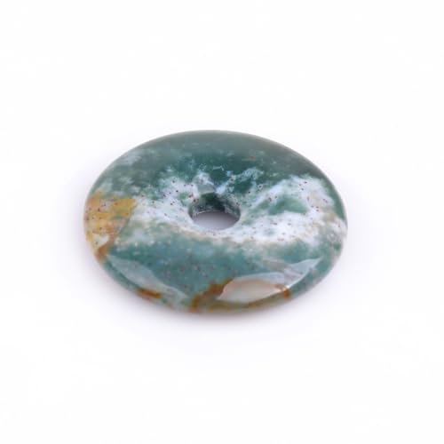 GEM-Inside 30 mm natürliche Traumspitze Grünes Moos Baum Achat Stein Jaspis Edelstein Ring Kreis Donuts Perlen für Schmuckherstellung GUASHA Schaben Werkzeuge