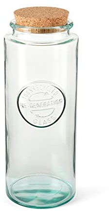 Re-Generation Glassware Tall Jar with Cork Lid (6pcs), 1.4L, 100% Recycled
