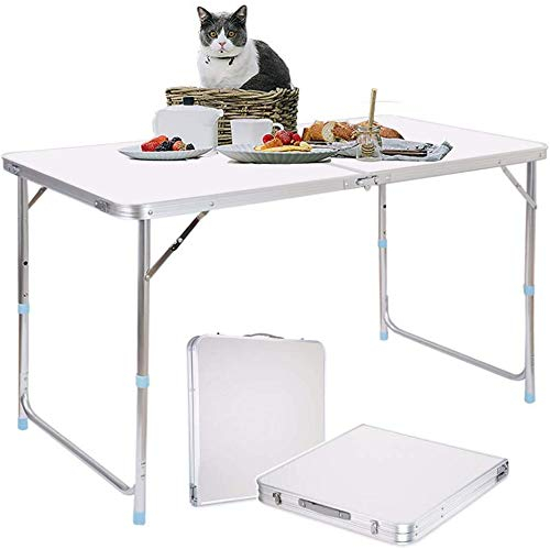 Campingtisch faltbar Klapptisch, Alu Gartentisch Tischplatt Falttisch klappbar Arbeitstisch Balkontisch Höhenverstellung Klappbarer Multifunktionstisch für Balkon Terrasse Picknick, 120x60x70/62/55cm
