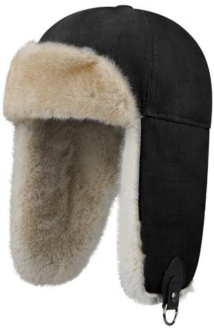 Clakllie Wintermütze Trappermütze Bomber Hut, Unisex Winter Warme Fliegermütze Kunstfellmütze mit Kunstpelz Ohrenklappen Winddichte Schneeschutz für Skifahren, Schlittschuhlaufen Erwachsenen