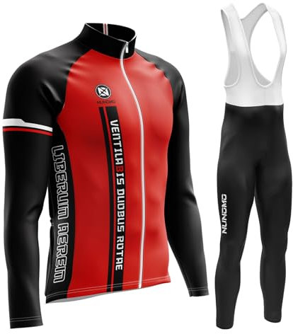 NUNOMO Abbigliamento Completo Ciclismo Uomo Tuta Bici da Corsa Invernale Maglia MTB Manica Lunga + Salopette Imbottiti con Gel 9D MTBGel Caldo e Antivento (TYPE-2A,L)
