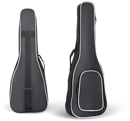 Azatemgo Ukulele Tasche 21 Zoll – mit verstellbarem Riemen und Zubehörtasche – Die Innenpolsterung schützt die Ukulele wirksam vor Stößen (schwarz)
