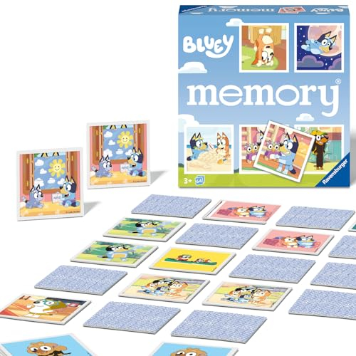 Ravensburger - Memory Bluey, Juego de Mesa para Niños 3 Años o Más, Juego Educativo, 64 Tarjetas