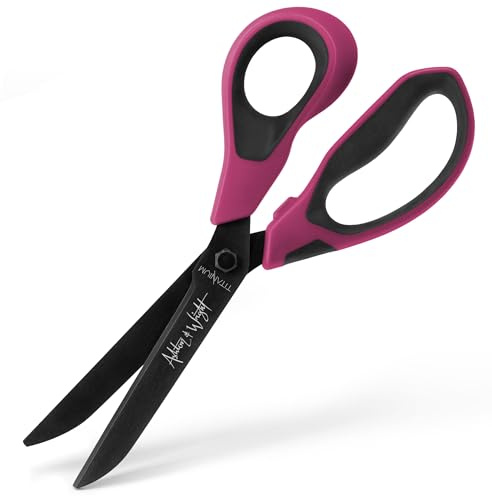 Ashton und Wright - Titan HD - Robuste Schere für Büro, Zuhause, Küche und Handwerk - 210 mm / 8 - Titanbeschichtete Klingen (Lila, für Rechtshänder)