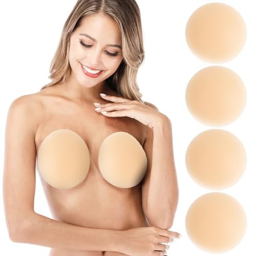 Neyared 2 Pairs Silicone Nipple Covers Reusable, Invisible Seamless Nip Cover Pasties for Backless Party Dress