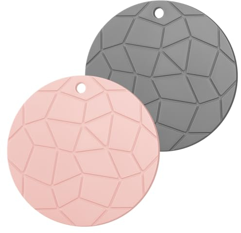 GLADFRESIT Silicone Mat, 2 Pack Heat Resistant Trivets Silicone Coaster Non-Slip Heat Pad Fit for Hot Pots Pan Microwave Oven Dishes