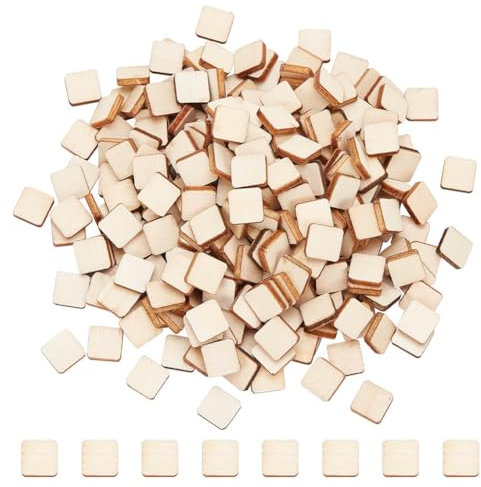 NBEADS 300 Stk. Holz Quadratische Scheiben, 1x1cm leere hölzerne Ausschnitte Basswood Blatt Craft Holz Blätter Board für Holzverbrennung Kunst und Kunsthandwerk, Holzgravur