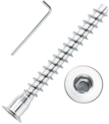 Confirmat Screws, 10 PCS M6.3 x 40mm, Hex Socket Drive Countersunk Self-Tapping Furniture Connecting Screw Set Carbon Steel Zinc Plated