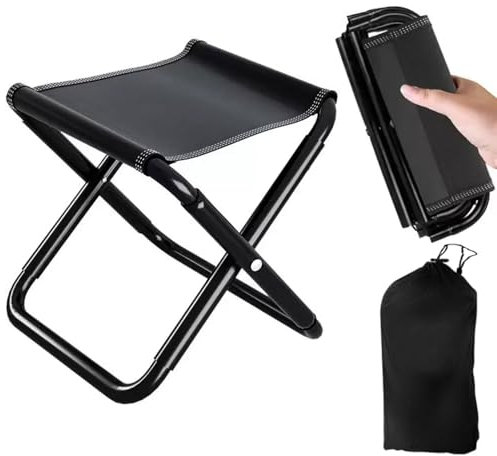 ROSYLEVE Camping Hocker Tragbarer Klapphocker, Mini-Klapphocker und Leicht Sitz Falthocker Klappbar für Reisen Wandern Garten Angeln Grillen Strand mit Aufbewahrungsbeutel