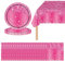 41Pcs Hot Pink Tableware Shiny Glitter Diamond Party Plates,Hot Pink Paper Plates and Napkins Pink Tablecloth,Pink Sparkling Dinnerware for Her Birthday,Wedding,Baby Shower Party Pink Tableware Set