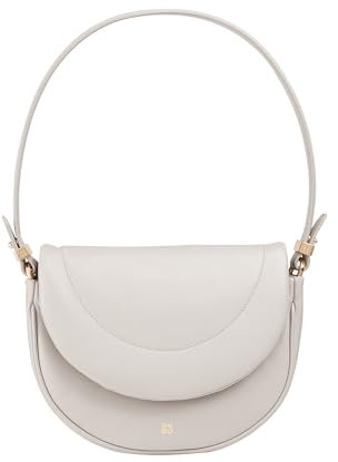 DUDU Damen Umhängetasche aus gestepptem Leder, kleine Elegante Gesteppte Handtasche mit Überschlag, abnehmbaren Schulterriemen Perla