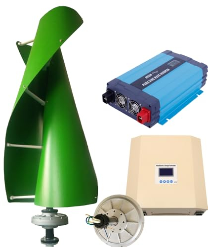 KX-ENERGIE VAWT Windkraftanlagen 2000W Komplette Windkraftanlagen Set Vertikale Achse Permanent Windturbine Grüne Energie96V Windgenerator Mit Laderegler Und Wechselrichter (96, Volt)