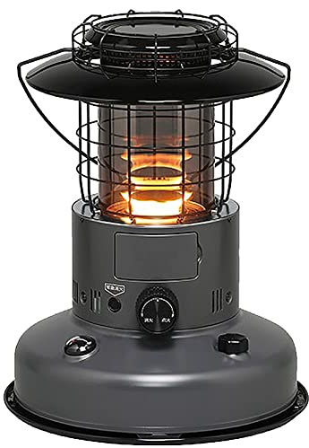 Salida de calor de 2,5 kW, capacidad del depósito de combustible, 4,9 L, fácil de usar, estufa de queroseno, para camping, patio, terraza, hogar (gris)