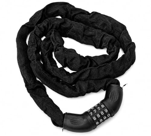 Trimming Shop 8mm x 1.8m Bike Chain Lock with 4 Digit Combination | Strong Combination Chain Lock Helps Protect Bicycles, Scooters, Motorbikes, Doors And Gates From Theft Indoors Or Outdoors