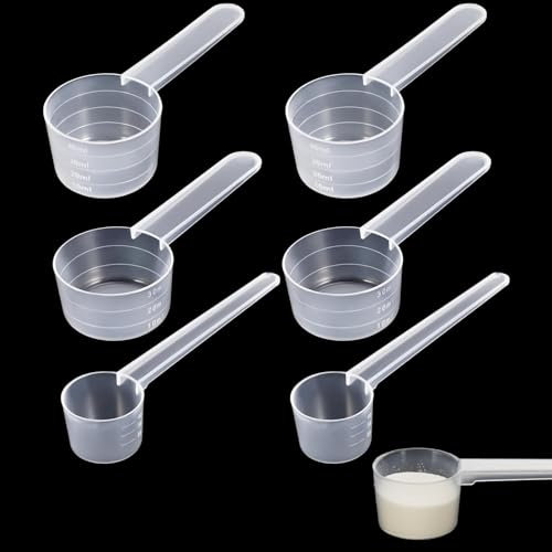Lot de 4 cuillères doseuses, cuillères doseuses, doseur de poudre à laver, doseur de poudre à laver, 5 g, 15 g, 20 g, cuillères doseuses en plastique, cuillères, pour lait en poudre, poudre de