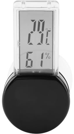 Digital Hygrometer Thermometer for Reptiles – Real-Time Temperature & Humidity Monitor with IPX5 Rating, Translucent Display & Versatile Mounting Options (Black)