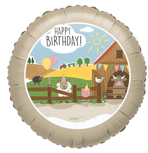 Folienballon * BAUERNHOF & TIERE * als Deko und Geschenk für Kindergeburtstag und Farm Mottoparty | Größe: 43cm | Happy Birthday Partydeko Luftballon Ballon