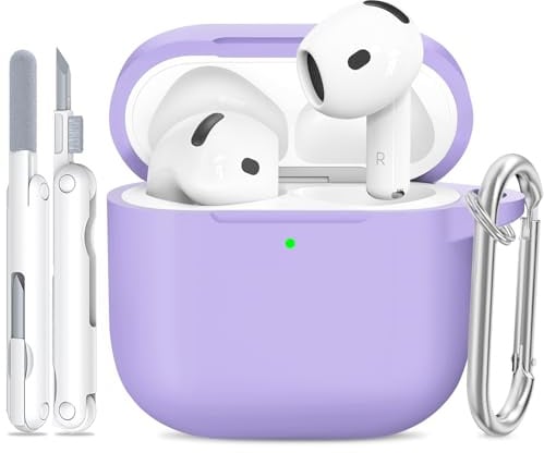TNSNK für AirPods 4 Hülle, C3-Light Purple | Weiches Silikon, unterstützt kabelloses Laden, with Clean Kit & Keychain, Leicht, Rutschfest, Kratzfest