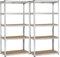 Yaheetech 5 Tier Garage Shelving Unit Heavy Duty Storage Racking Shelves for Shed/Office/Workshop 180cm x 90cm x 40cm, Silver, 2PCS