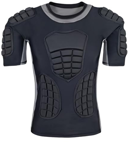 Topeter Herren Gepolstertes Fußballtrikot mit Brust-Rippe, Rücken, Schulterpolster, Aufprallschutz-Shirts für Rugby, Baseball