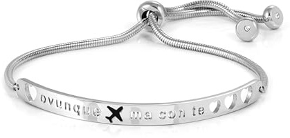 Nomination Bracciale Donna - Collezione Messaggiamo, Acciaio e Zirconi, Lunghezza Regolabile 14-20 cm, Chiusura Scorrevole, Idea Regalo