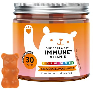 Bears with Benefits - Gommose Multivitamine, Propolis - Immunità - 30 pezzi | One Bear A Day Vitamin Immun - con Vitamina D, E, C, B6, B12, Niacina, Propoli - Cura da 1 mese - Senza Zuccheri, Vegetariano