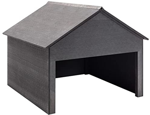 Lawn Mower Garage, Grey Wood-Plastic Composite, 31.5x31.5x27.6 in, UV-Resistant Storage for Robotic Lawn Mowers, Yard Tools Protection