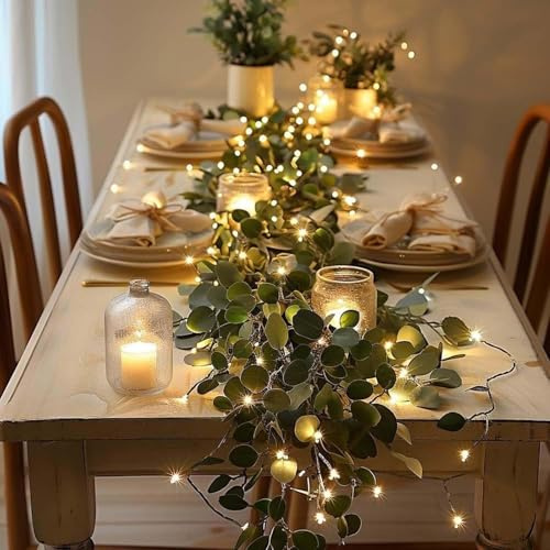 Twinkling Tree Olive Vine, 6ft Fairy Light Olive Vine Garland, Faux Vine Lights Artificial Greenery Garland, Battery Operated Prelit Lighted Artificial Garlands for Christmas Fireplace Mantle (3PCS)