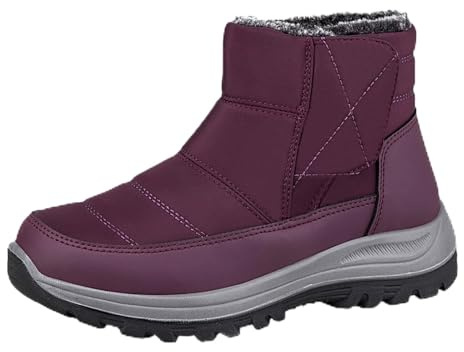 EODJXIO Stivali Eleganti Donna 2026 Texani Senza Tacco Bassi Scamosciati Scarpe Invernali Dopo Sci Bambina Uomo Invernale (Viola,40)