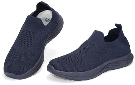 JOMIX Zapatillas Hombre en Punto Transpirable Zapatilla Casual sin Cordones con Suela de PVC Antideslizante Cómodas Sneakers para Caminar Deporte, MLO260147, Marino, 43 EU