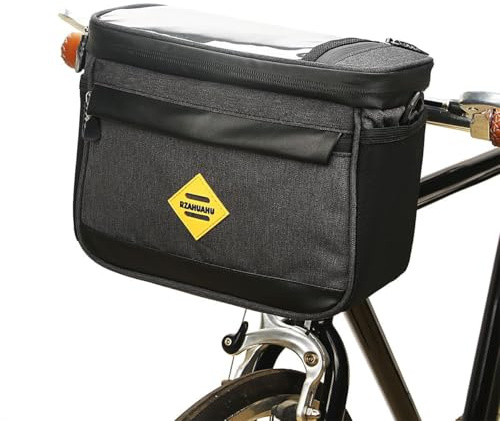 Dasellfa Fahrradkorb Vorne Tasche, Lenkertasche Fahrrad, Fahrradtasche Lenker, Handytasche Fahrrad mit Verstellbarem Touchscreen und Abnehmbarem Schultergurt, Wasserdicht und Wärmeisoliert