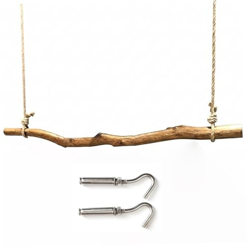 Kleiderstange, hängender Vintage-Kleiderständer, 0, 5m langer Kleiderständer aus Naturzweigen mit 1, 5m langem Seil und Erweiterungshaken aus Metall–Deckenmontage